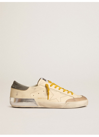 Men's Super-Star in leather with perforated star and gray suede heel tab