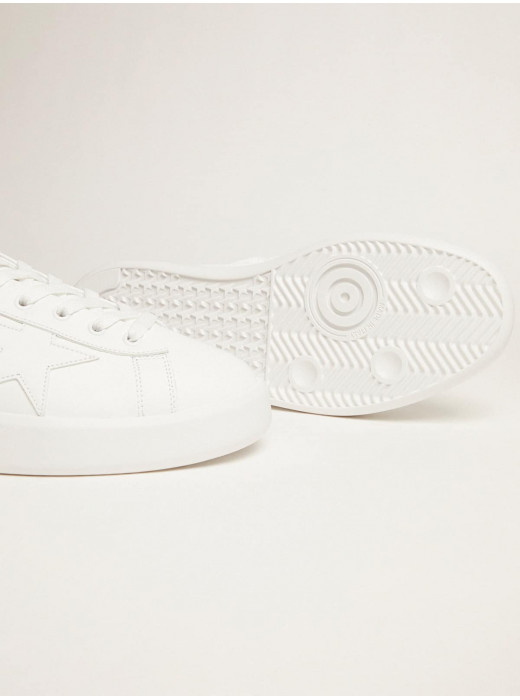 White Purestar sneakers with fluorescent orange heel tab