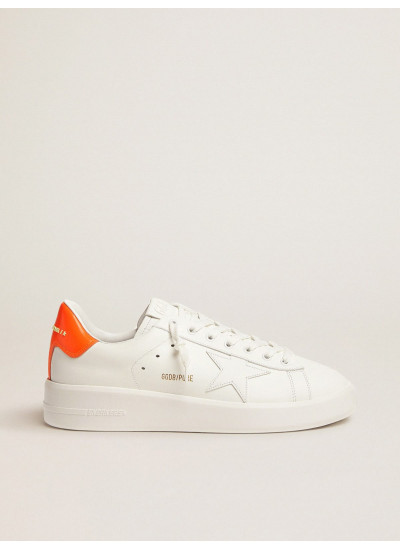 White Purestar sneakers with fluorescent orange heel tab