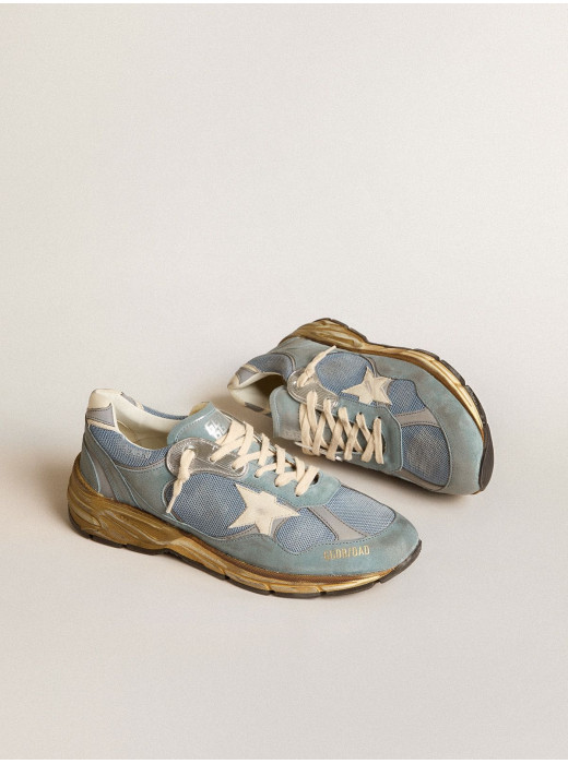 Men's Dad-Star in light blue mesh and suede with white leather star and heel tab