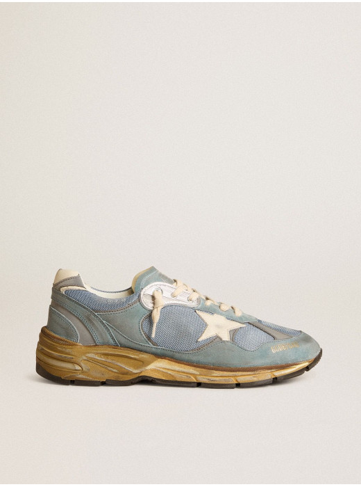 Men's Dad-Star in light blue mesh and suede with white leather star and heel tab