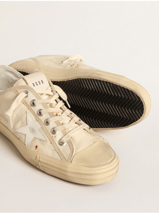 Men’s V-Star LAB in canvas with leather star and rust-colored marks