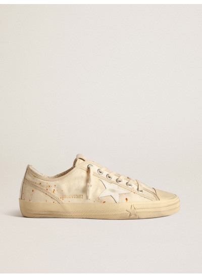 Men’s V-Star LAB in canvas with leather star and rust-colored marks