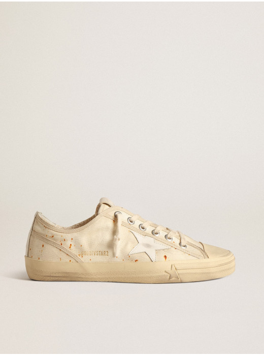 Men’s V-Star LAB in canvas with leather star and rust-colored marks