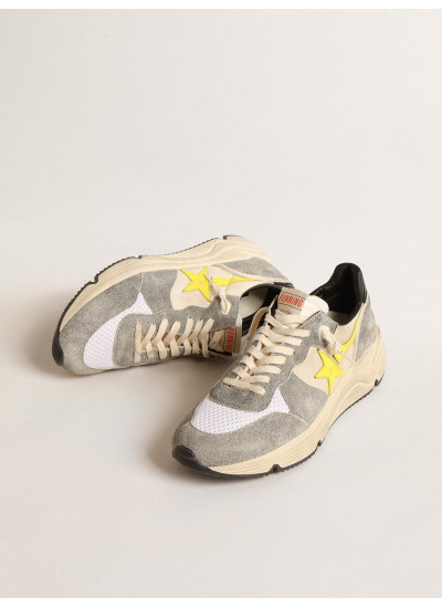 Running Sole in beige nylon and gray suede with yellow star