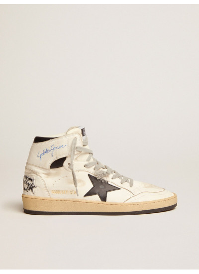 Sky-Star in white leather with black leather star