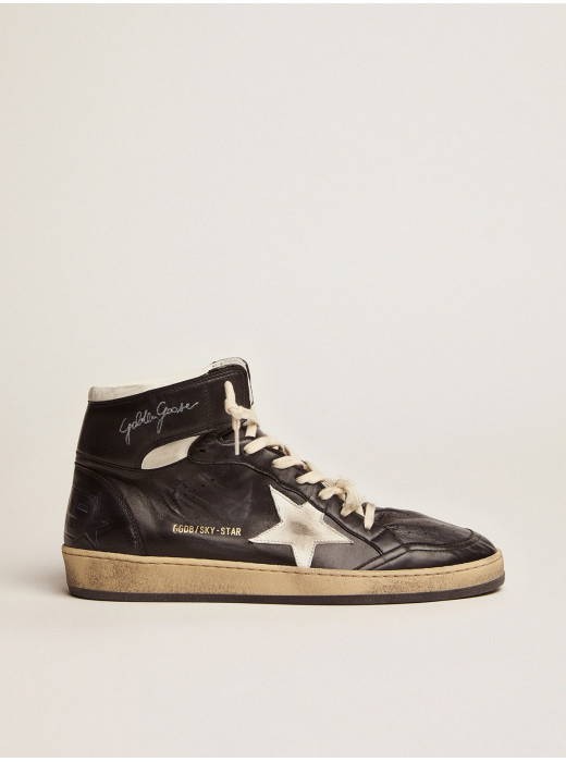 Sky-Star in black nappa leather with white leather star