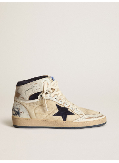 Men's Sky-Star in cream-colored nylon and leather with blue suede star