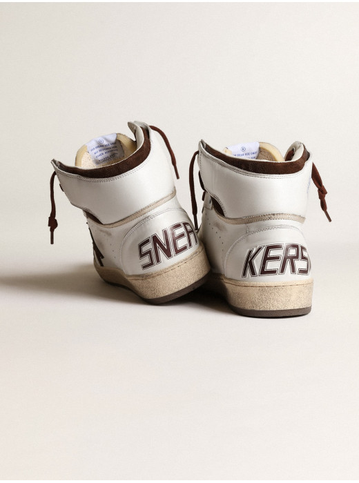 Men’s Sky-Star in white nappa leather with a chocolate suede star