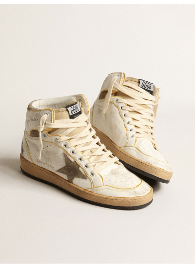 Men’s Sky-Star in white nappa leather with dove-gray suede star