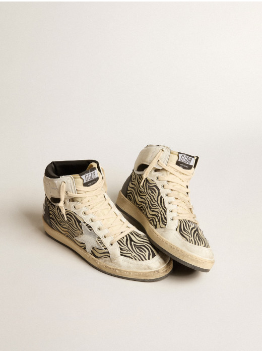 Men’s Sky-Star LAB in zebra nappa with textured silver leather star