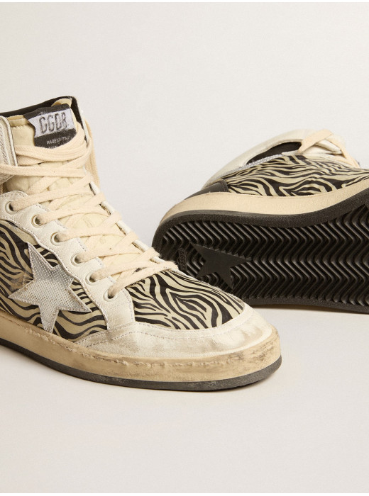 Men’s Sky-Star LAB in zebra nappa with textured silver leather star