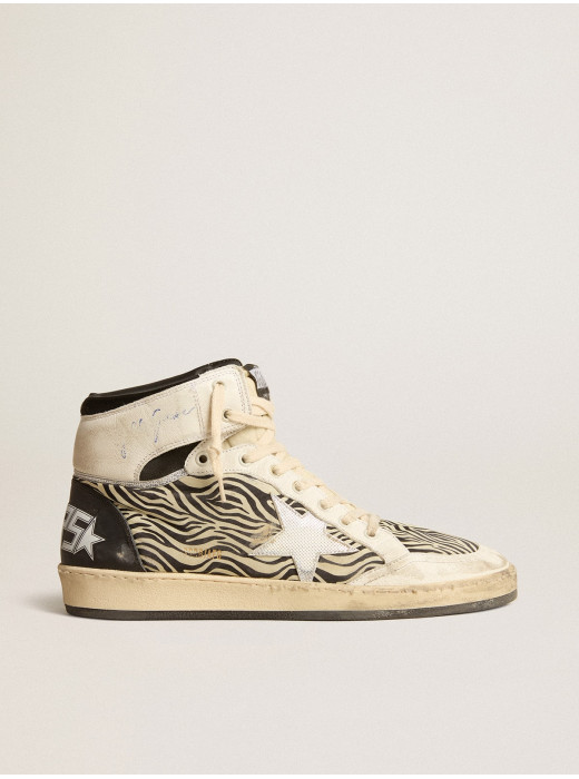 Men’s Sky-Star LAB in zebra nappa with textured silver leather star