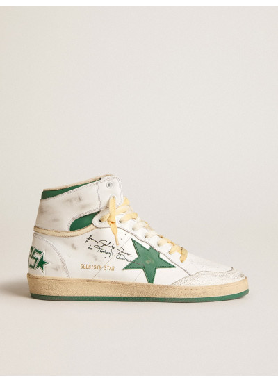 Sky-Star in white leather with green leather star