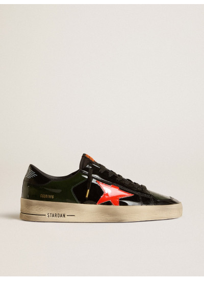 Men's Stardan LAB in black and green patent leather with orange star