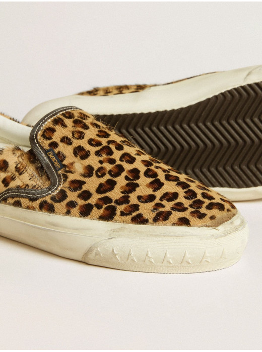 Men's VCE Penstar in leopard-print pony skin with black leather heel tab