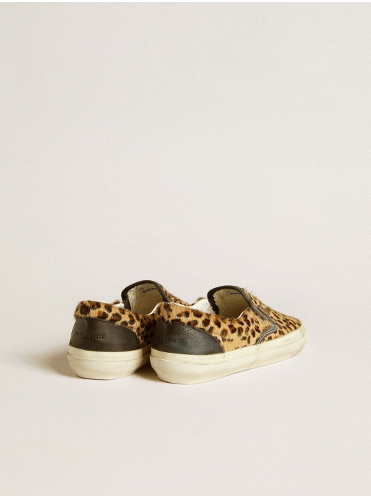 Men's VCE Penstar in leopard-print pony skin with black leather heel tab