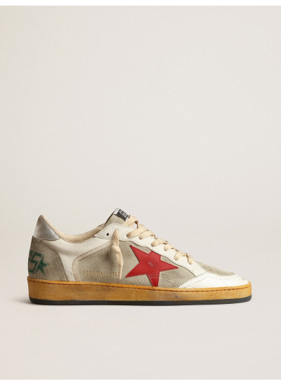 Ball Star in gray suede with red star and silver heel tab