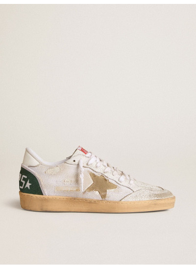 Ball Star LTD in white crackle leather and mesh with suede star