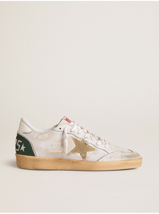 Ball Star LTD in white crackle leather and mesh with suede star