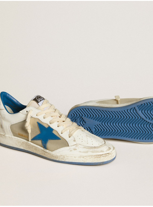 Men's Ball Star LAB in white leather with light blue leather star and white heel tab