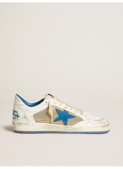 Men's Ball Star LAB in white leather with light blue leather star and white heel tab