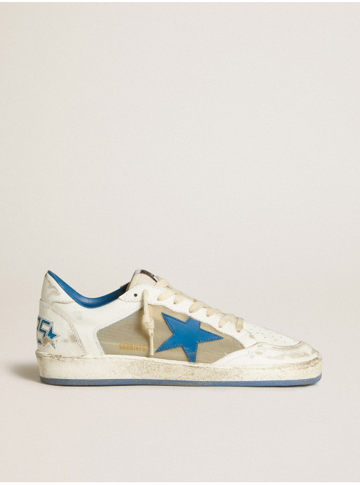 Men's Ball Star LAB in white leather with light blue leather star and white heel tab