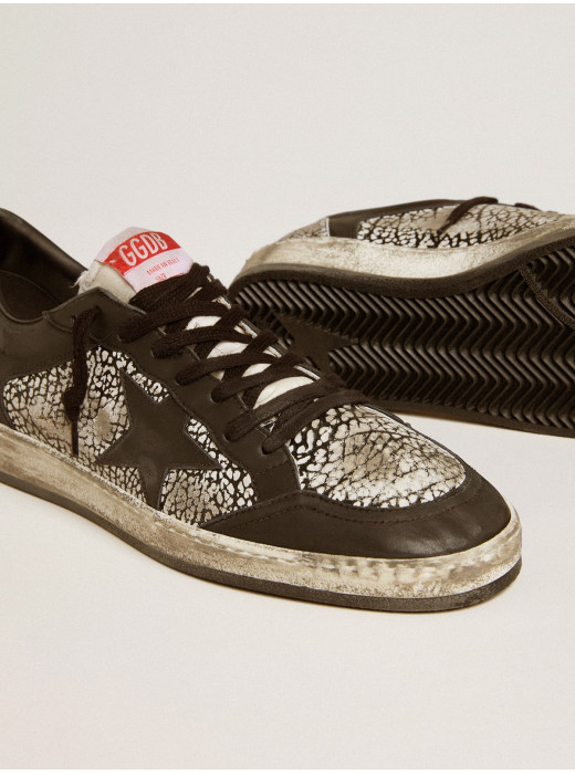 Men's Ball Star in elephant-print leather with black leather star