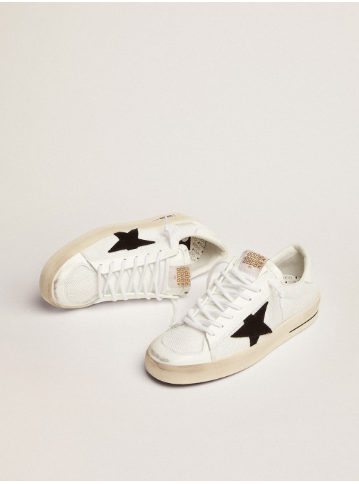 Men's Stardan in white mesh with black suede star