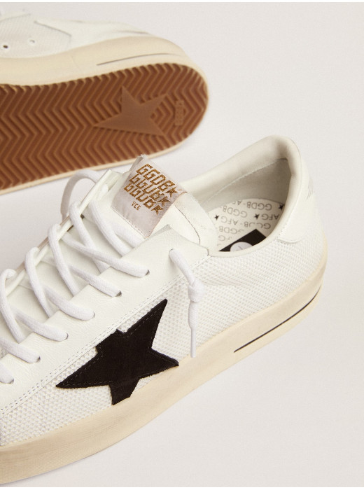 Men's Stardan in white mesh with black suede star