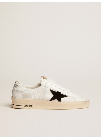 Men's Stardan in white mesh with black suede star