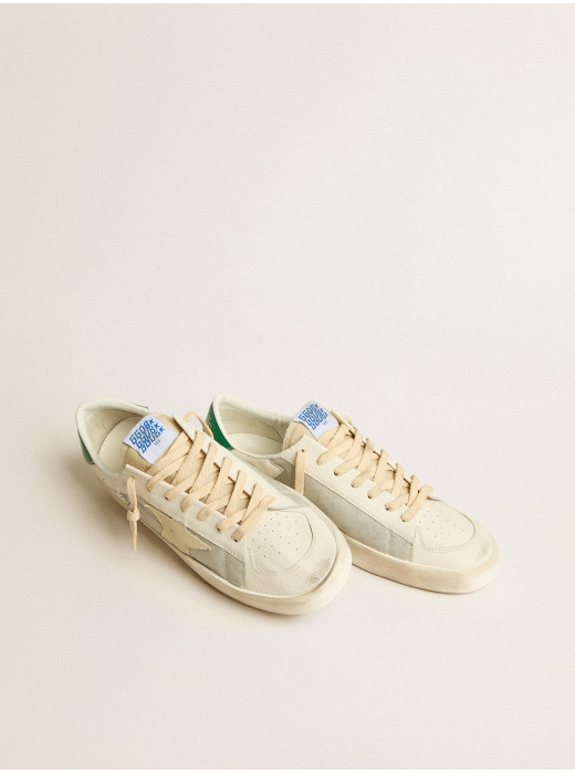 Stardan in white nappa leather with cream-colored leather star