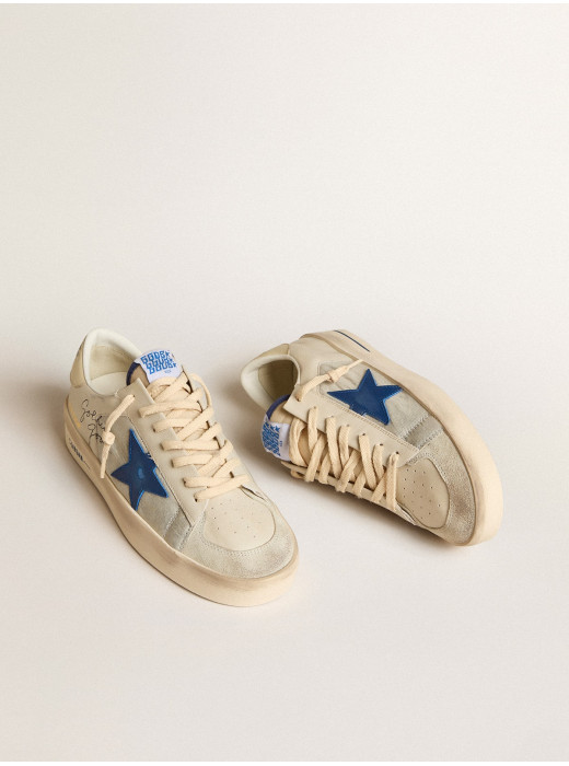 Men's Stardan in nylon with blue leather star and ivory leather heel tab