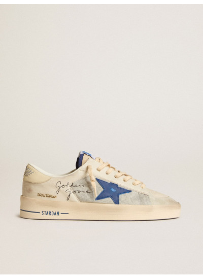 Men's Stardan in nylon with blue leather star and ivory leather heel tab