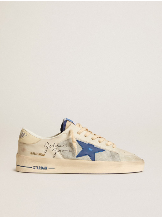 Men's Stardan in nylon with blue leather star and ivory leather heel tab