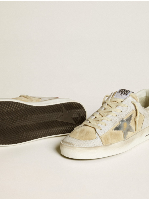 Men's Stardan in nubuck and crackle leather with silver metallic leather star