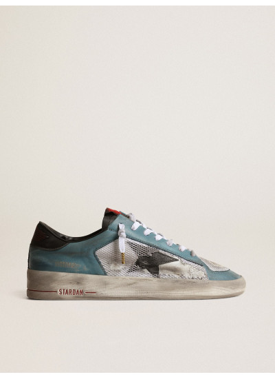 Men's Stardan in distressed mesh and petrol-colored upper