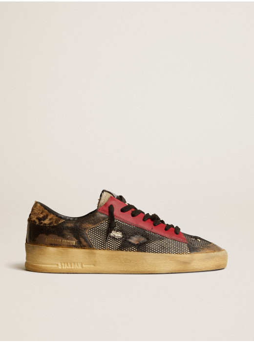 Men's Stardan LAB in mesh with black leather inserts and leopard heel tab