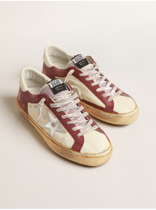 Men's Super-Star in nappa leather with burgundy inserts and silver star