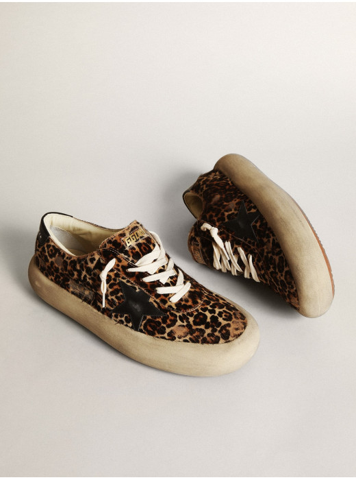 Men's Space-Star in leopard print pony skin with black star and heel