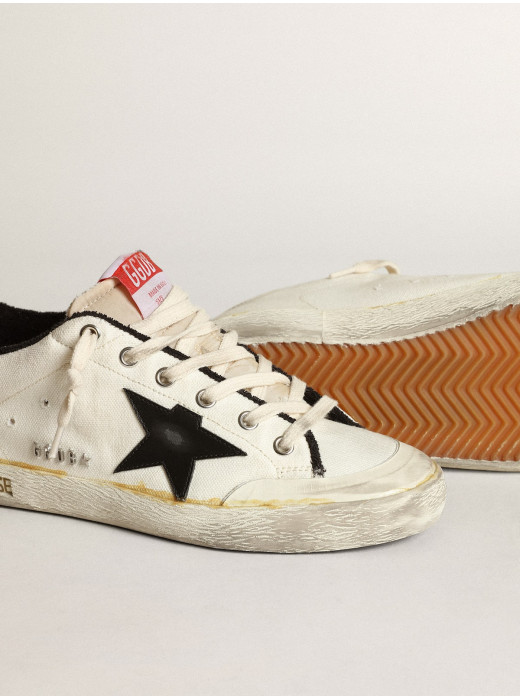 Men's Super-Star LTD in beige canvas with black star