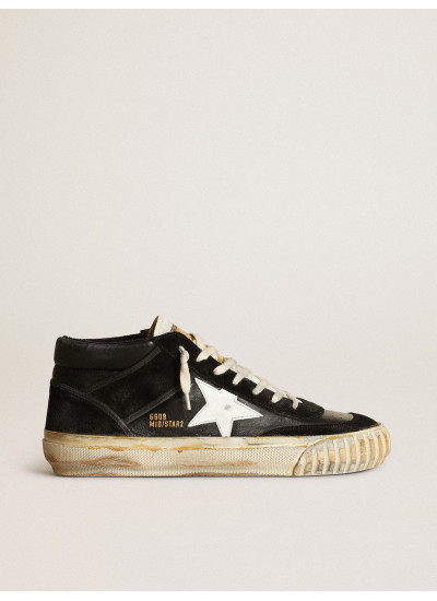 Men’s Mid Star in black nappa and suede with white leather star