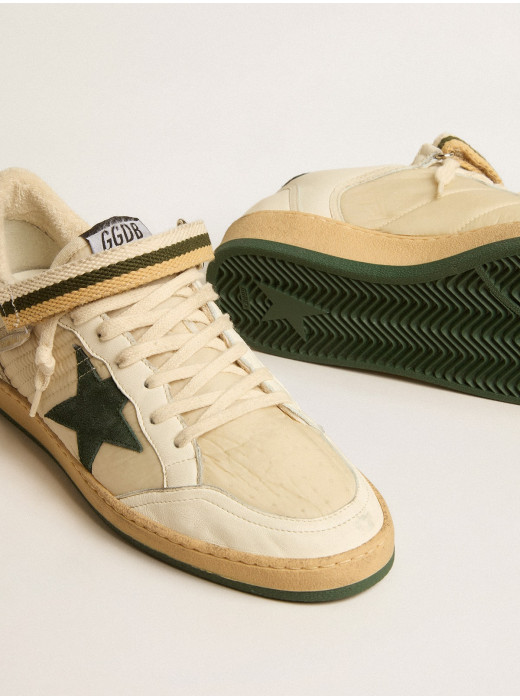 Ball Star in nylon and nappa with green suede star and heel tab