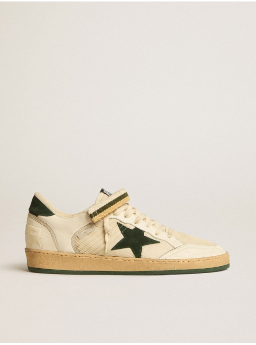 Ball Star in nylon and nappa with green suede star and heel tab