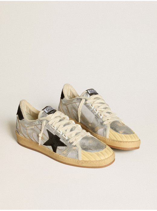 Ball Star LAB in silver leather with black suede star and heel tab