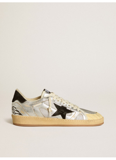 Ball Star LAB in silver leather with black suede star and heel tab