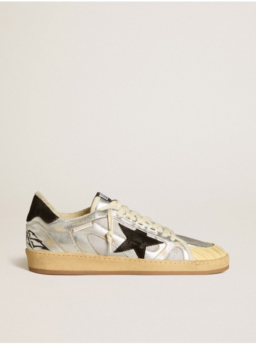 Ball Star LAB in silver leather with black suede star and heel tab