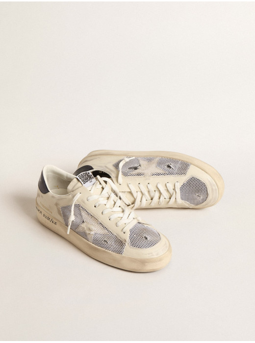 Stardan in white leather and mesh with white leather star