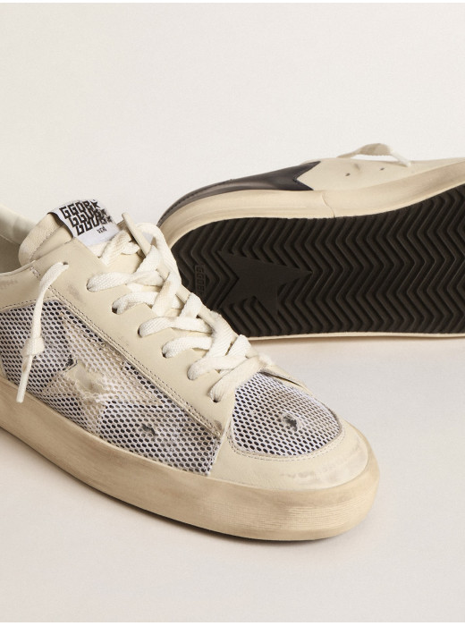 Stardan in white leather and mesh with white leather star