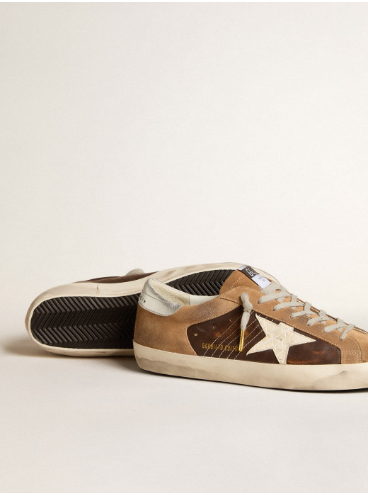 Super-Star LTD in brown leather and tobacco suede with white star